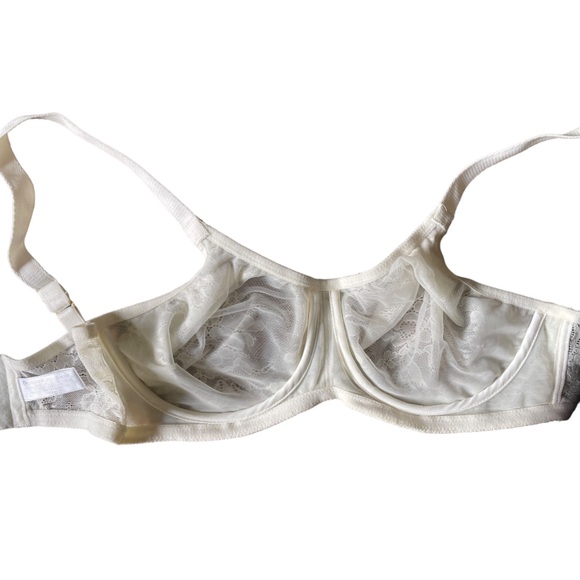 Donna Karen Intimates Semi-Sheer Ivory‎ Cream Lace Underwire Bra 34D - Picture 3 of 7